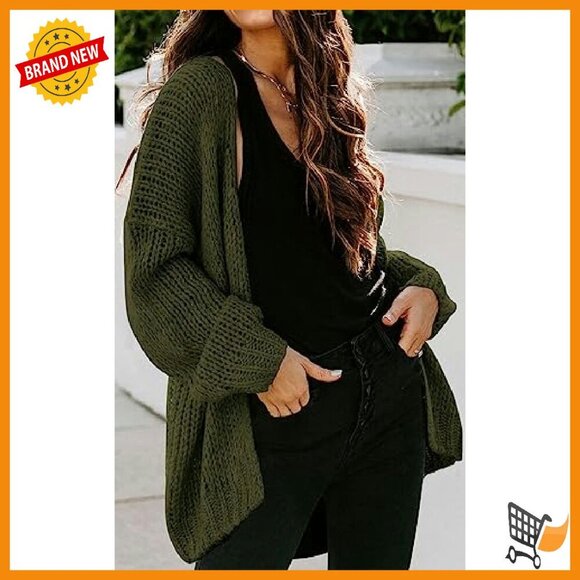 Soft Long Sleeve Open Front Cardigan Sweater Oversized Loose Fit - Picture 4 of 8